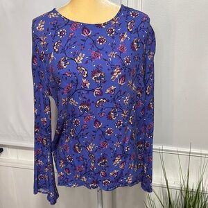 Laura Scott Floral Print Blouse in Blue and Purple